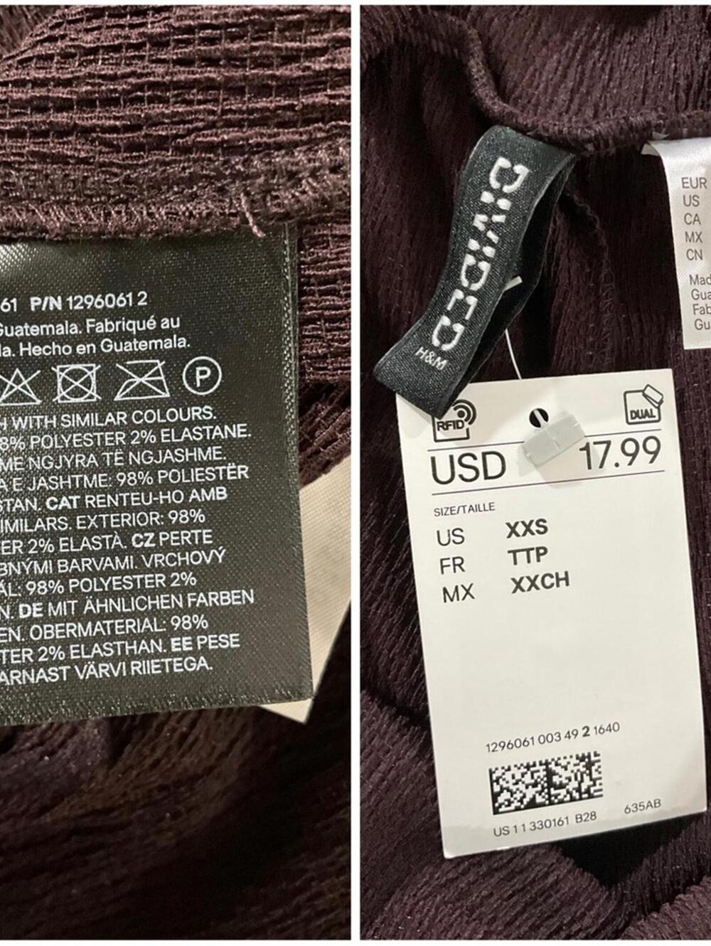 NWT DIVIDED by H&M | SZ XXS | Burgundy Crinkled Balloon-Leg Harem Pants - Picture 9 of 10